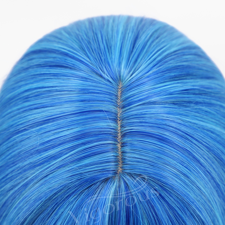 Cheap Wholesale Short Bob Wig With Bangs Mono Blue Bob Wig Heat Resistant Synthetic Straight Wave Full Head Hair Wig For Women