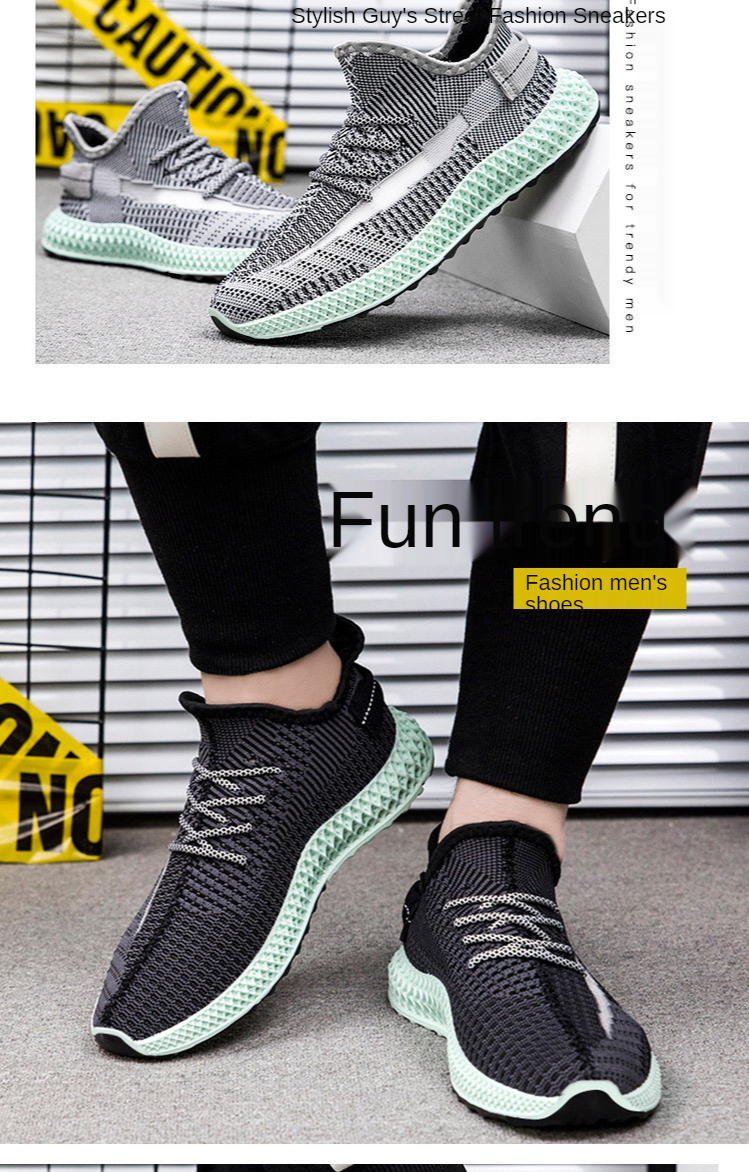 Men's shoes summer new style 2021 Korean fashion breathable starry casual shoes mesh flying woven sports shoes