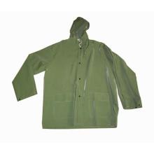 เสื้อกันฝนโพลีเอสเตอร์พีวีซีสีเขียวทหาร
