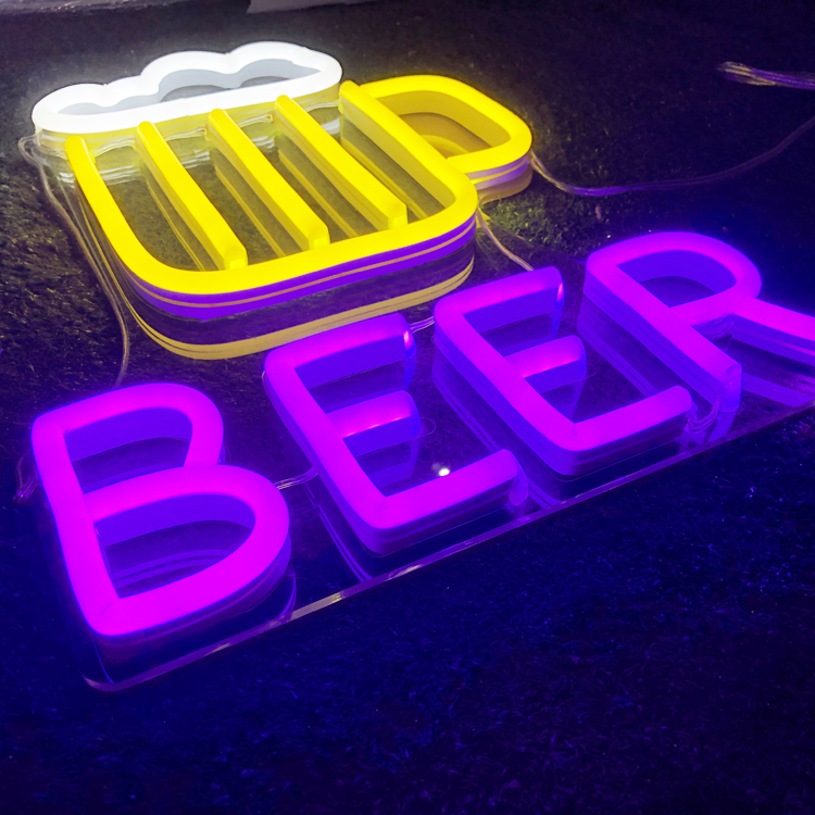 Wholesale wall mounted beer sign custom led neon sign unbreakable neon letter sign for bar restaurant