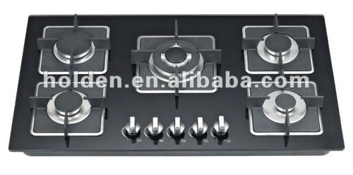 built-in five burners luxuryu gas hob with stainless steel panel