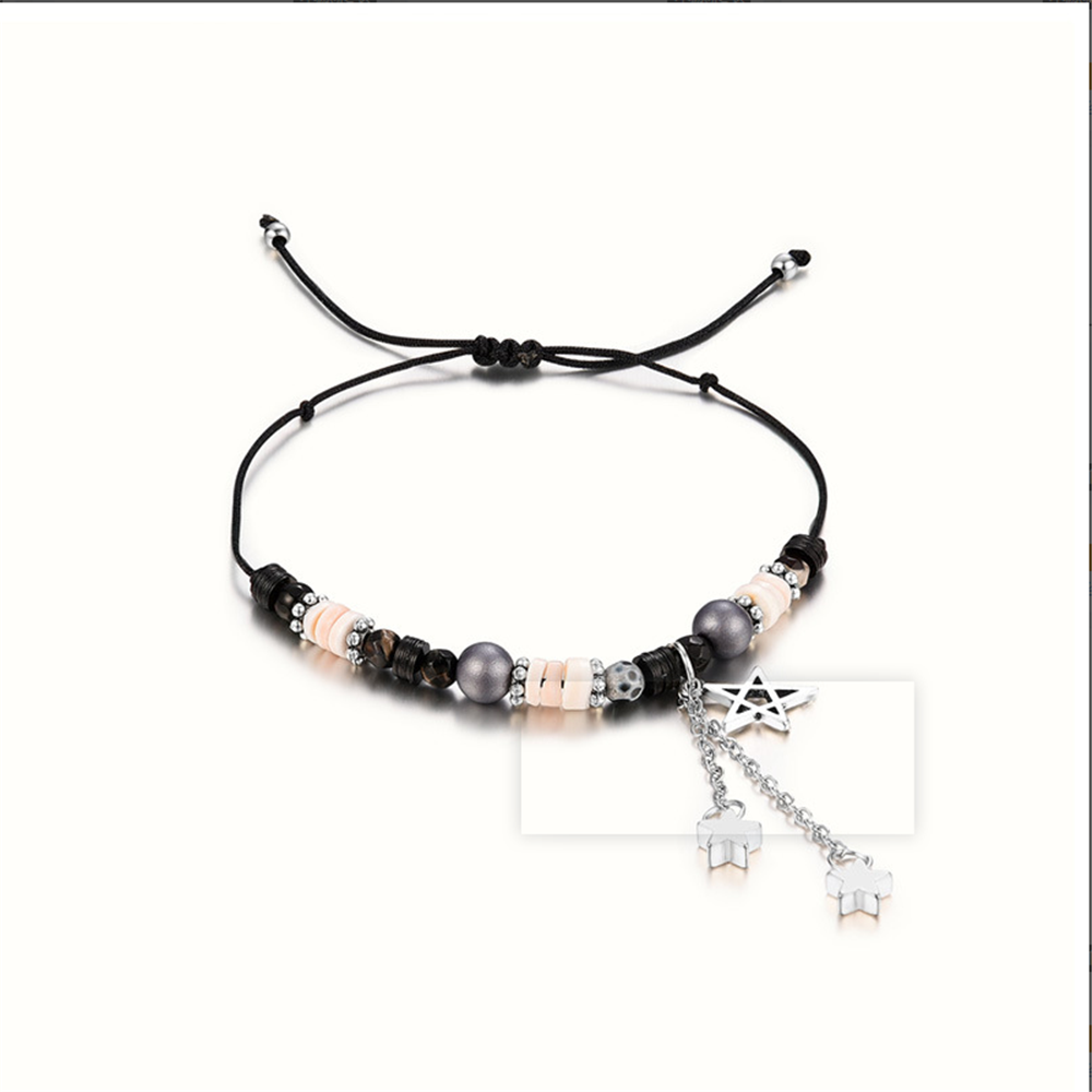 Hecho a mano ajustable concha de mar Wrap Bracelet Bohemian String Beads trenzado tobilleras regalos para mujeres niñas