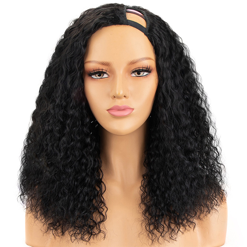 200% Density Thick Full Volume Deep Curly Left Side U Part 100% Virgin Unprocessed Human Hair Wigs