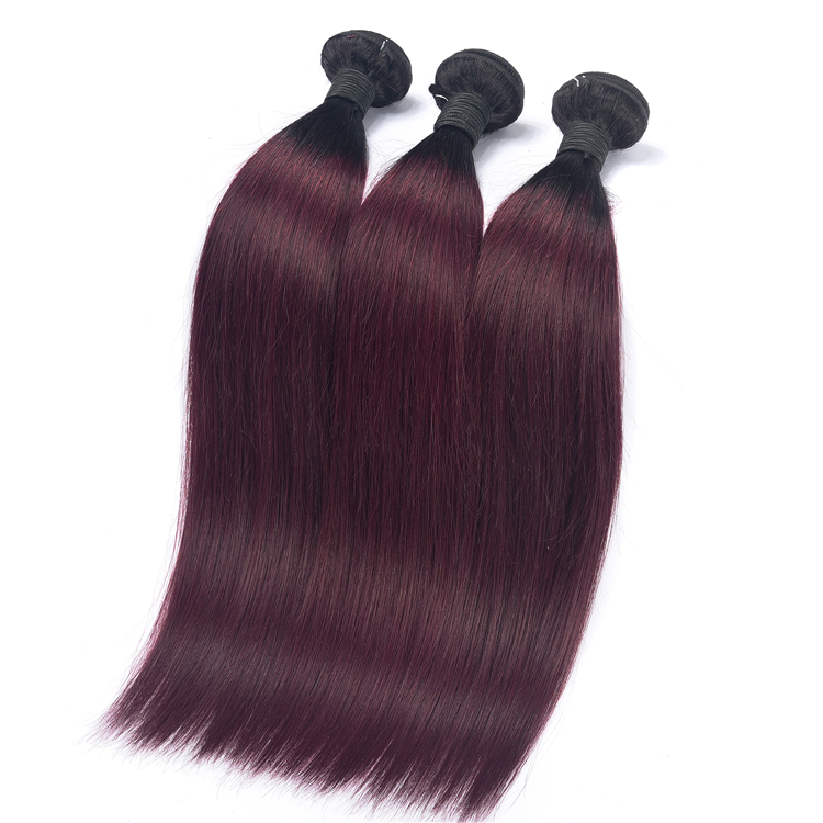 On Sale Unprocessed Human Hair 1B/99J Straight Tone Ombre Virgin Brazilian Hair Extension Bundles