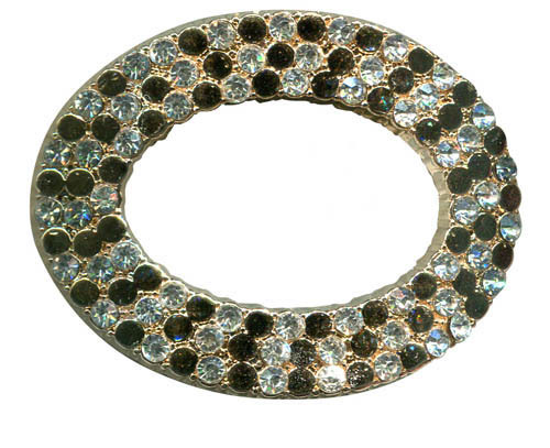 Ellipse Metal Decorative Buckle with Rhinestone; Shoe Jewelry, Metal Footwear Trimming