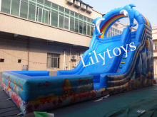 En14960 Kids Pool Inflatable Water Slides Blue Dolphin Oem For Water Park Inflatable
