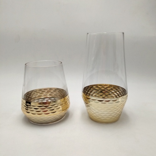 gold engraved high ball glasses stemless wine cup