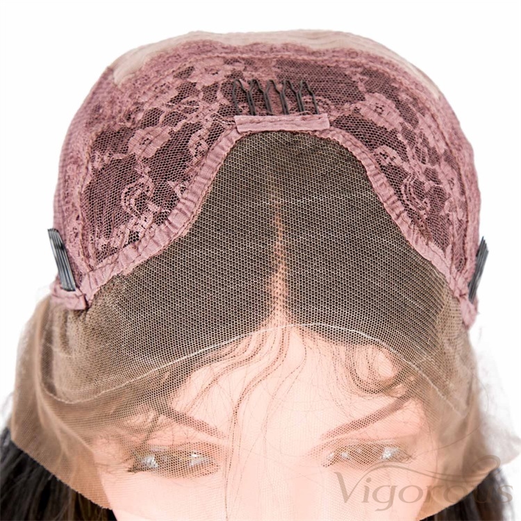 Vigorous Good Quality Silky Long Straight Heat Resistant Lace Front For Women Middle Part Black Synthetic Wig