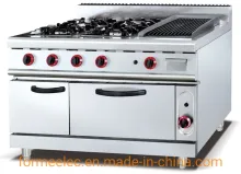 Western Kitchen Equipment Combination Oven Gas Range with 4-Burner & Lava Rock Grill & Oven