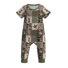 Customized Infant Boy's Animal Print Romper: Organic Milk Silk Infantwear for Babies