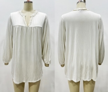 V-Neck Long Sleeve Blouse