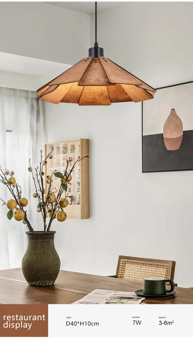 Elegant Japanese Wood Pendant Light for Tea Rooms