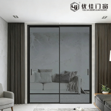 Double Panel Grey Single Glass Sliding Door