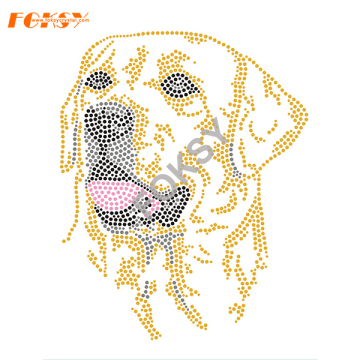 Cartoon Dog Motif Iron On Rhinestone Heat Transfer