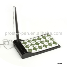 2015 high quality plastic notepad desk pen with chain