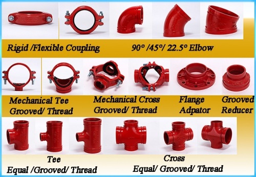 FM/UL approved ductile cast iron Grooved Tee