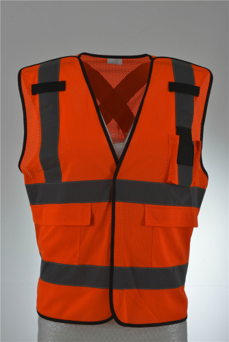 Industrial Orange Safety Vest with Front Zipper Knitted