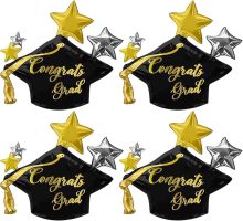 Golden bachelor's cap aluminum foil balloon