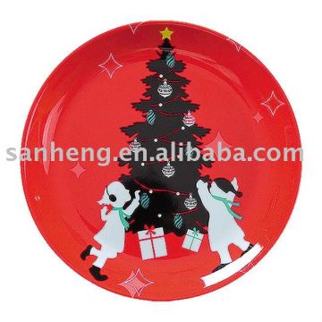 X'mas melamine round flat plate
