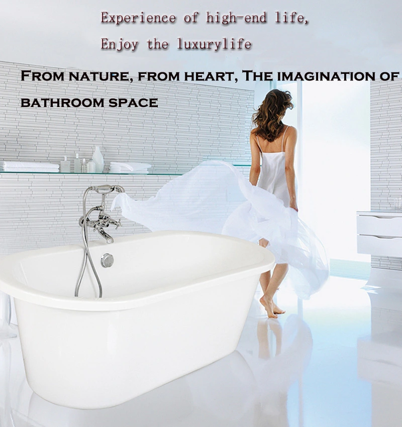 Modern Free Standing Oval White Pure Acrylic Japanese Soaking Bathtub