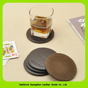 China wholesale Faux Leather Round Custom Cup Mat Cheap Coaster 16027
