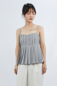 Light Grey Pleated Cami Top