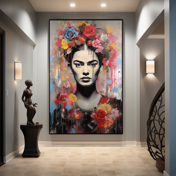 Colorful Pop Graffiti Portrait Wall Art Canvas Print