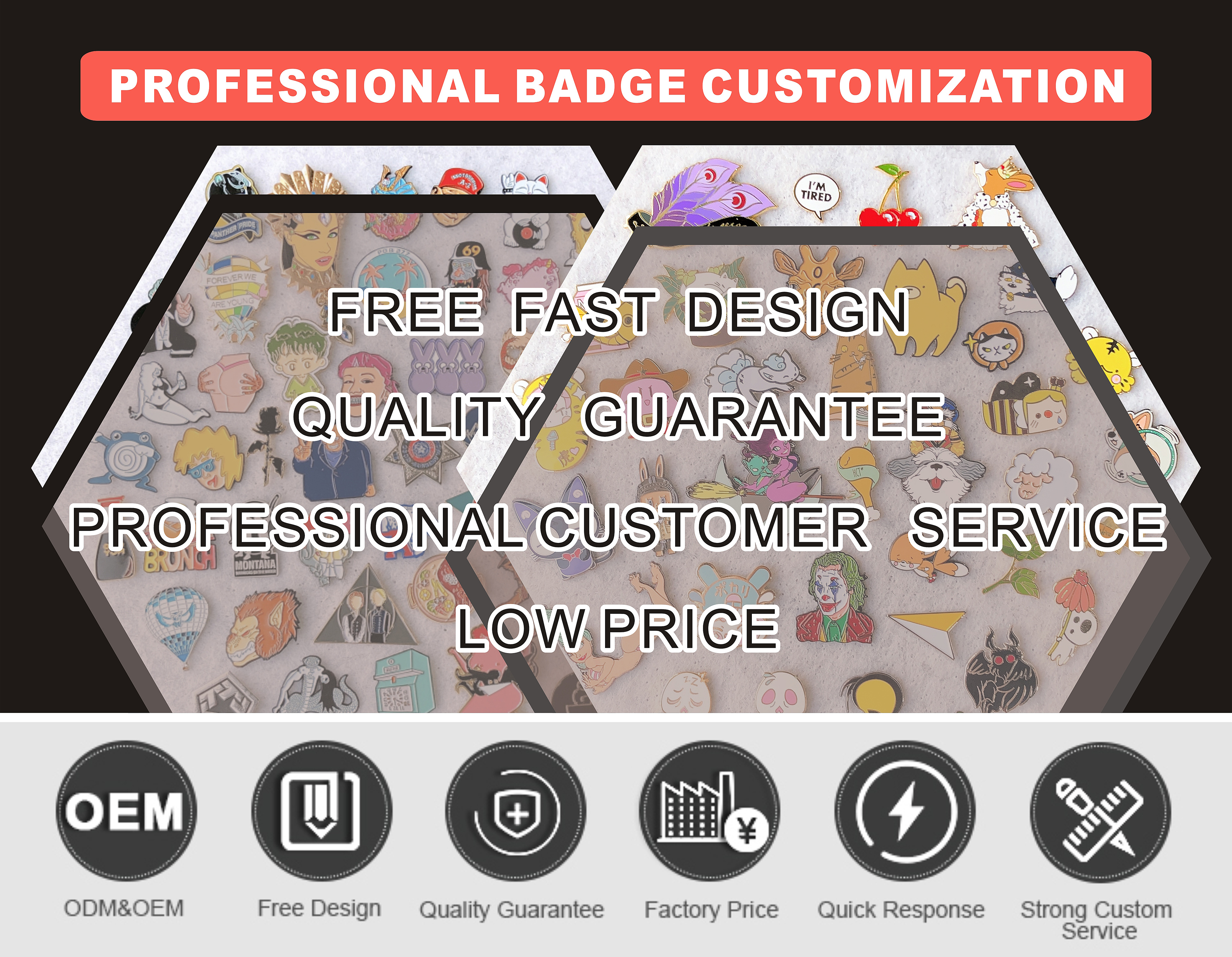 Free sample free design custom high quality hard enamel cute pin