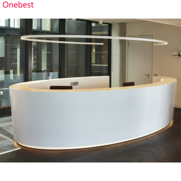 LED Circle White Reception Desk for Lobby and Salon