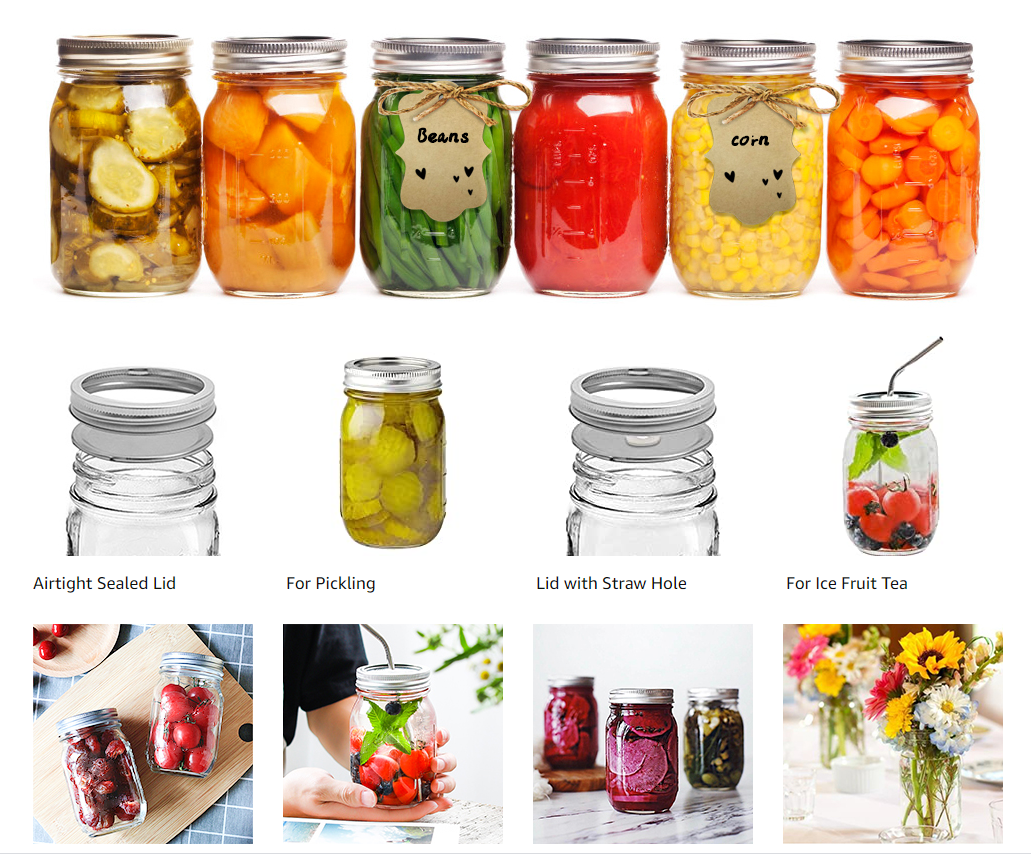 YM Factory Empty Clear Canning Ginger Food Storage Mini ball Glass Mason Jar with Lids for Canning