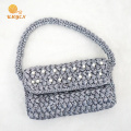 Crochet Handmade Grey Pearl Clutch Sac à main