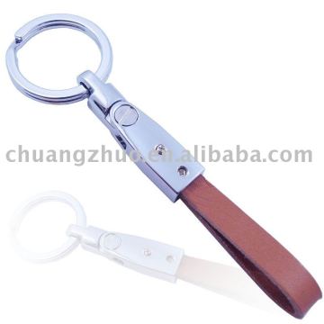 Fashion Metal Genuine Embossed Leather Keychain