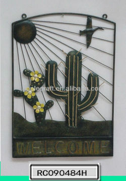 Decorative hanging metal home welcome board