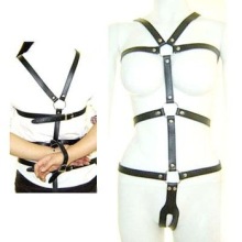 Leather Bondage Harness Female Chastity Belt Body Breast Restraints Dress Setwith belt body bondage harness for BDSM toys
