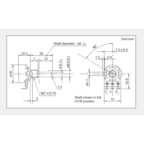 Drehpotentiometer der Serie Rk163