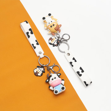 Creative Silicone Cow Keychain: Unique Animal Rubber Pendant for Cars and Bags