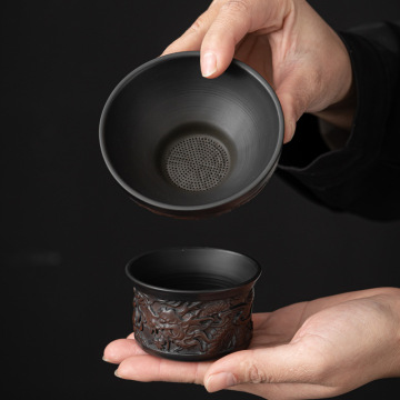 Ceramic Purple Pottery Tea Strainer - Dense Filter Screen for Tea Ceremony