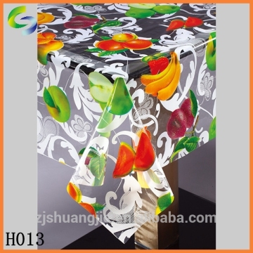 Transparent printed plastic table cloth used