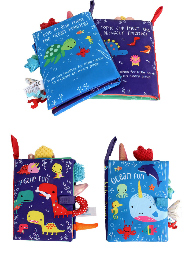 Baby Early Learning Cloth Book Parent-child Interaction Sound Paper Baby Tear-not-Rotten Dinosaur Ocean Tail Cloth Book Toy