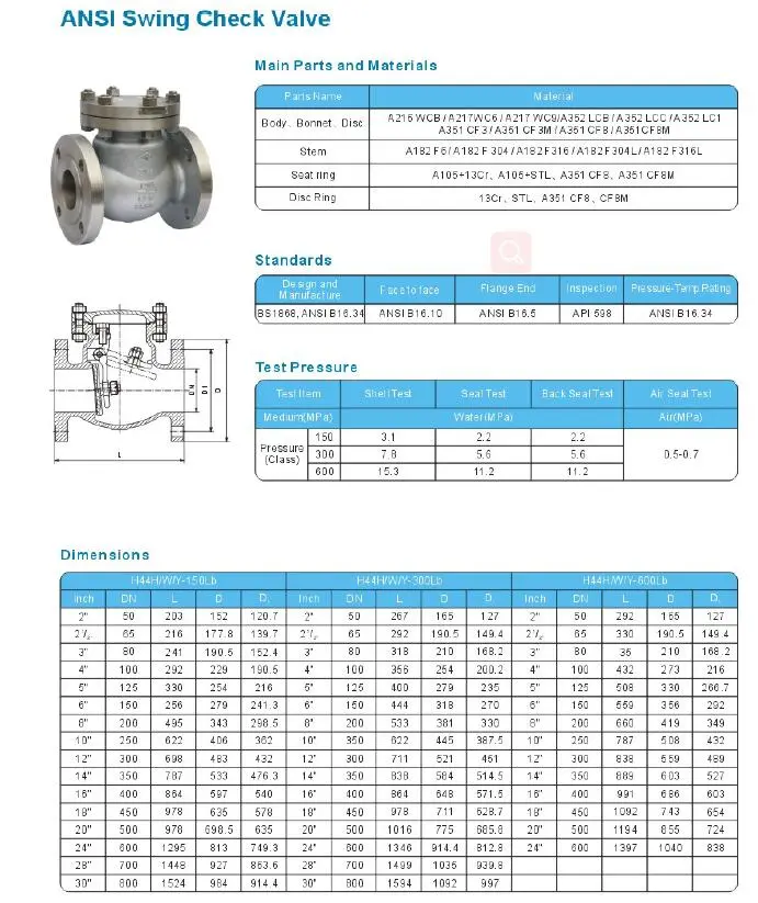 Steel valve series ANSI Swing Check valve