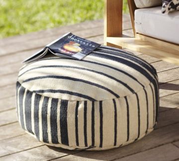 Black Stripe Tuffet Diy Floor Pouf Pillow Round , Flexible Seating Pouf