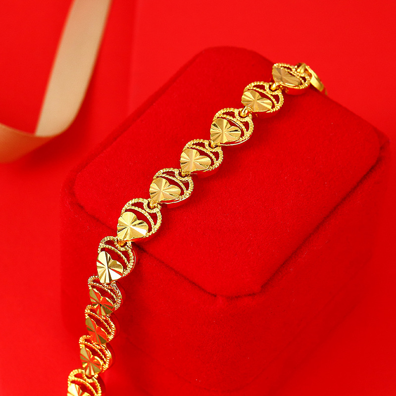 wholesale gold bracelets OEM,copper gold plated heart shape bracelets jewelry