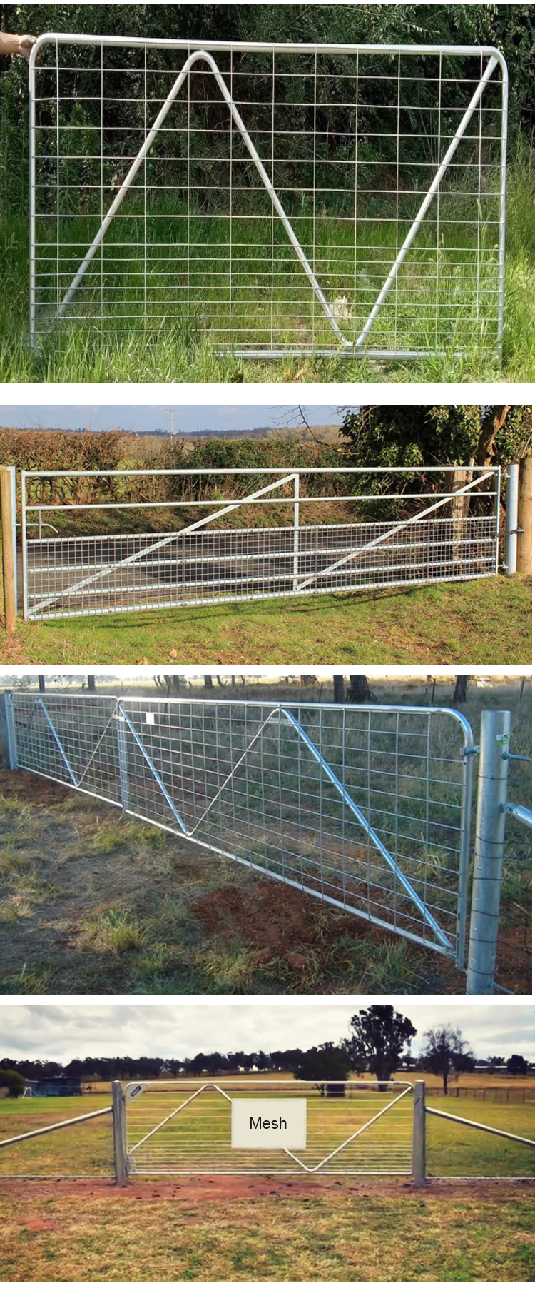 Galvanized Welded Mesh Steel Farm Gate with N brace