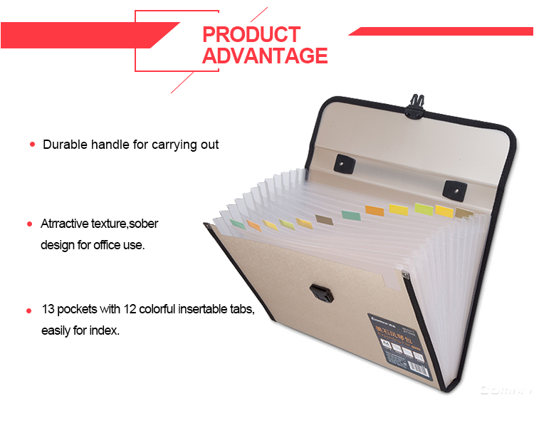 13 pockets elastic expandable box file folder with business cards holder
