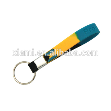 high level segmental color deboossed words silicone keychain