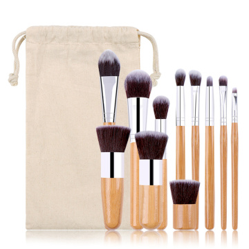 11pcs Bamboo Brush Συνθετικά Βούρτσες Ιδιωτικών Μαλλιών