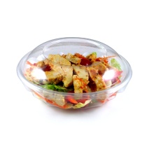 Contenedor de comida instantánea de plástico redondo transparente con tapa