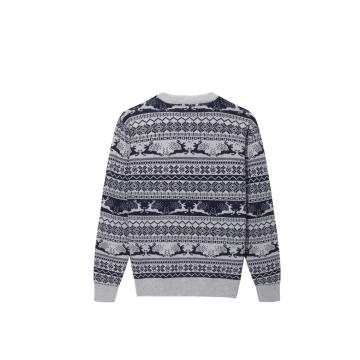 Pull ras du cou pour homme en jacquard jacquard renne