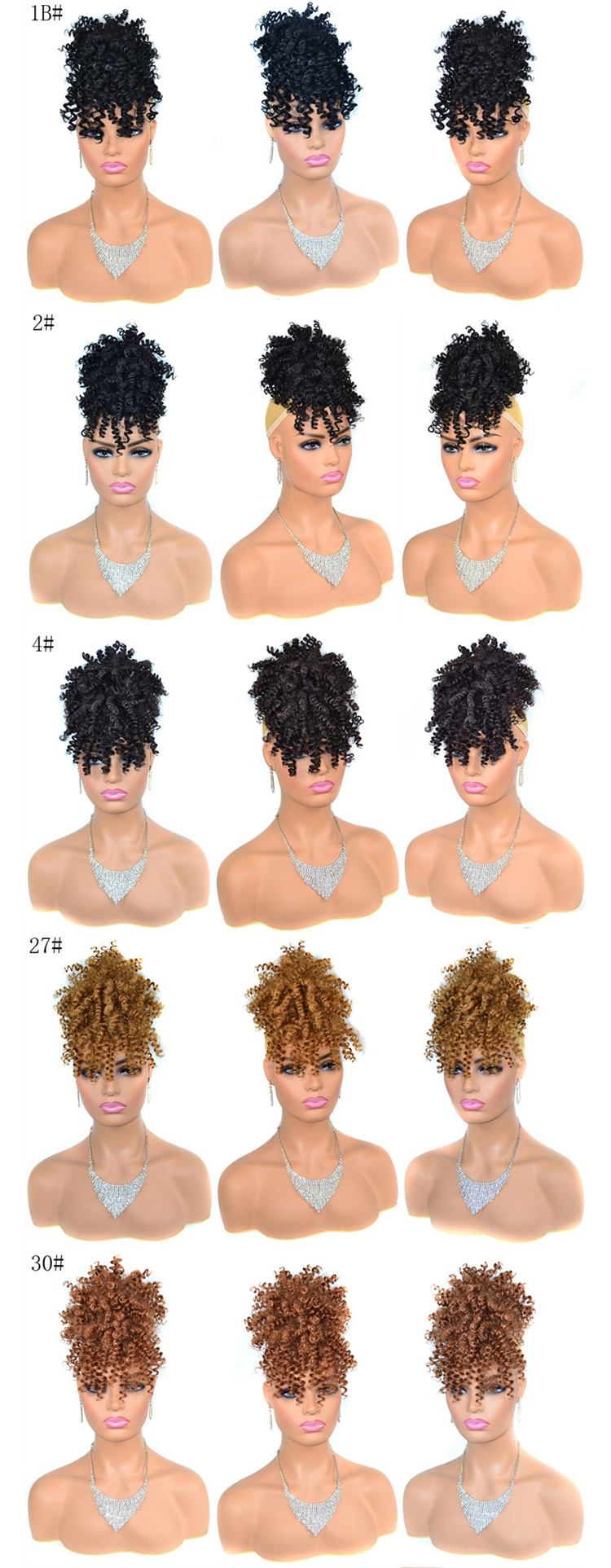 High puff drawstring afro kinky curly synthetic ponytail with bangs