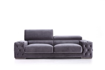 Velvet Chesterfield Sofa with Adjustable Headrest